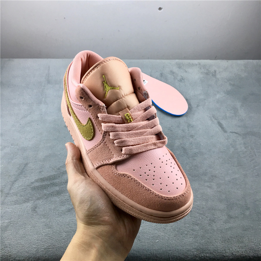 2019 Men Air Jordan 1 Low Pink Brown Shoes